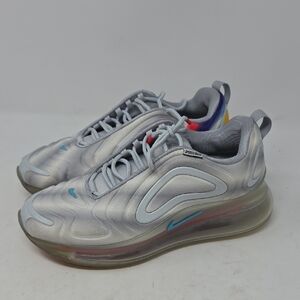 Nike Silver Air Max Sneakers with Light Blue and Rainbow Accents Women's Size 8